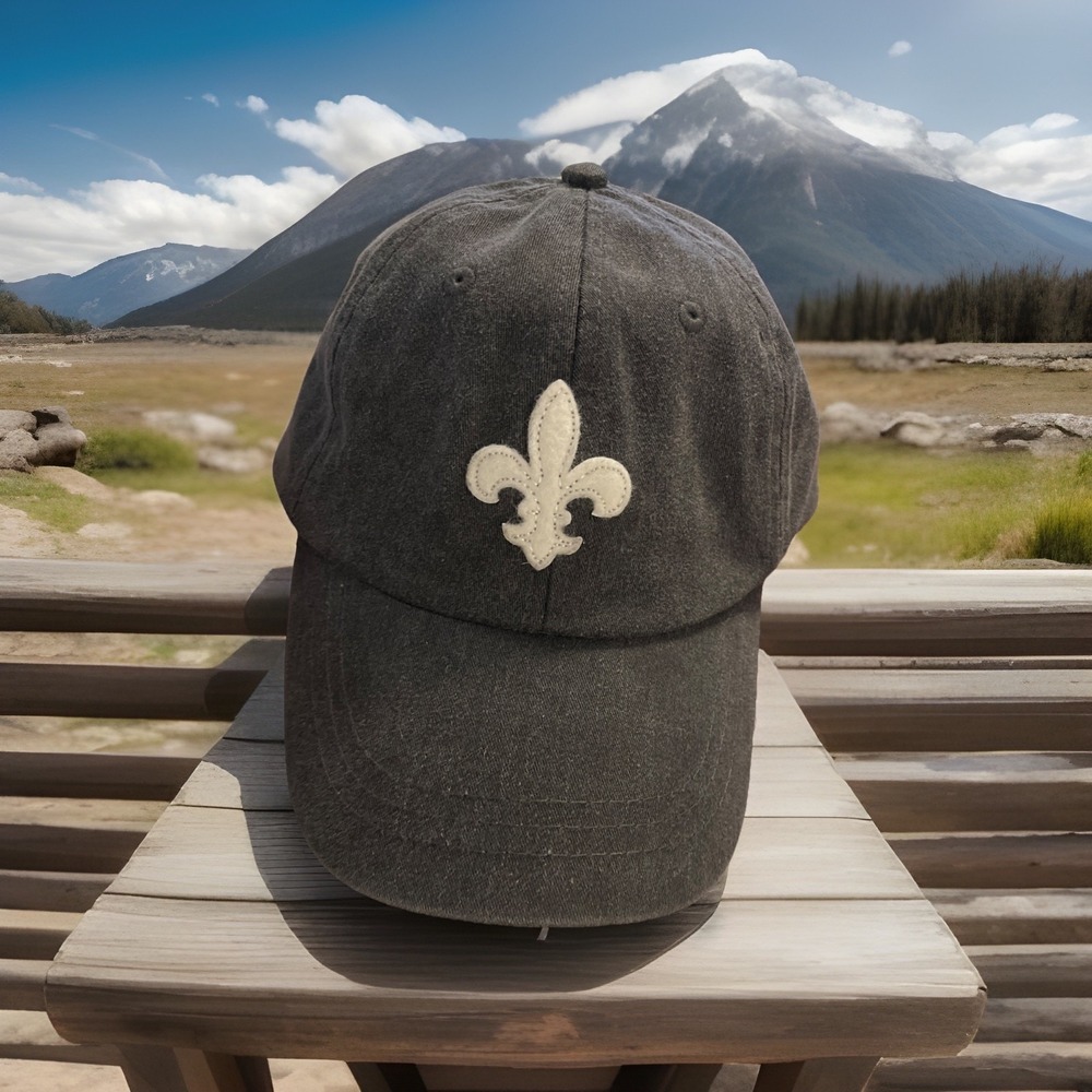 Adams‎ Gray With White Fleur  De Lis Logo , Adjustable Strap, Adult, Dad hat cap